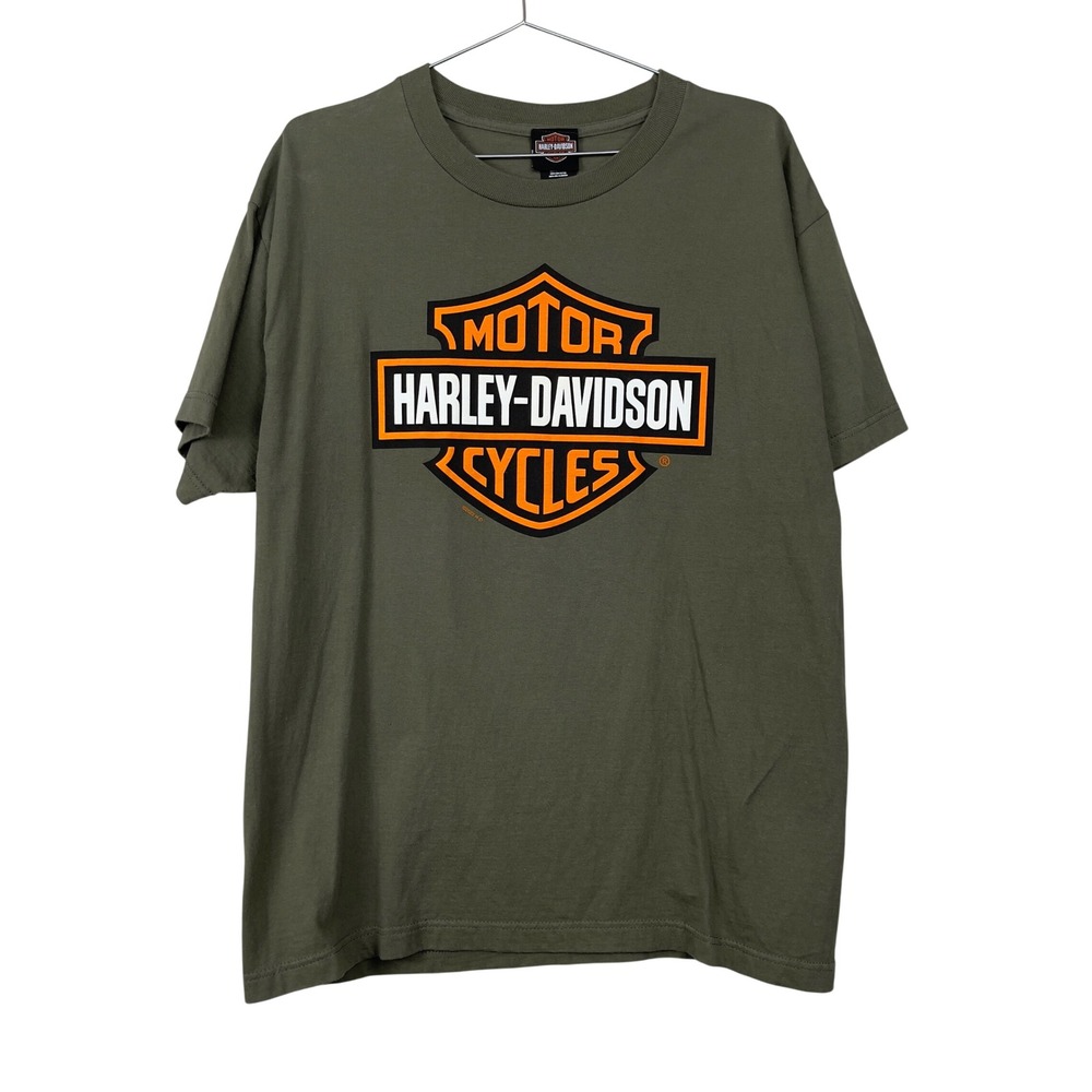 Harley-Davidson T-Shirt London Graphic Large Olive Green Biker Motorcycle Tee